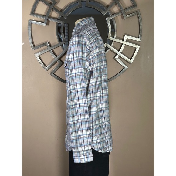 Lucky Brand California Fit Linen Plaid Button Down Shirt Men's Large - Picture 5 of 9